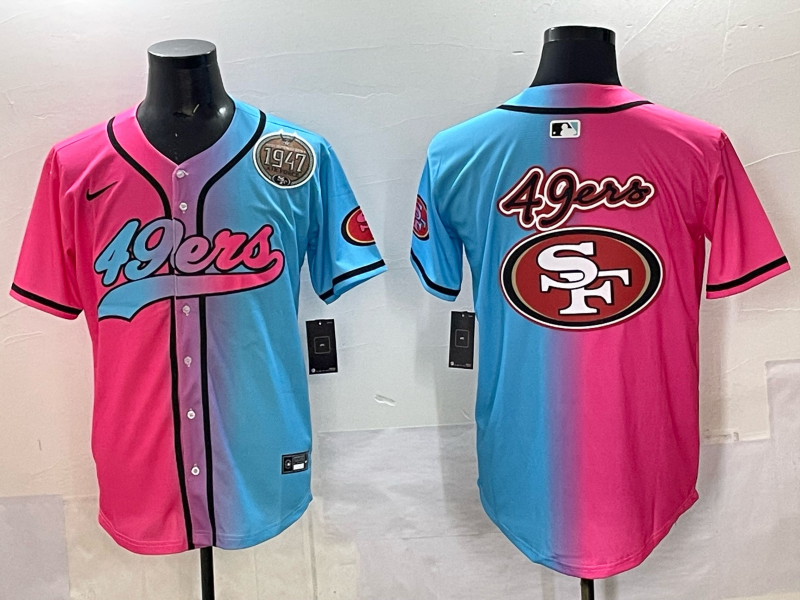 Men 2025 San Francisco 49ers blank Pink Blue pink Nike Limited NFL Jersey 0017->san francisco 49ers->NFL Jersey
